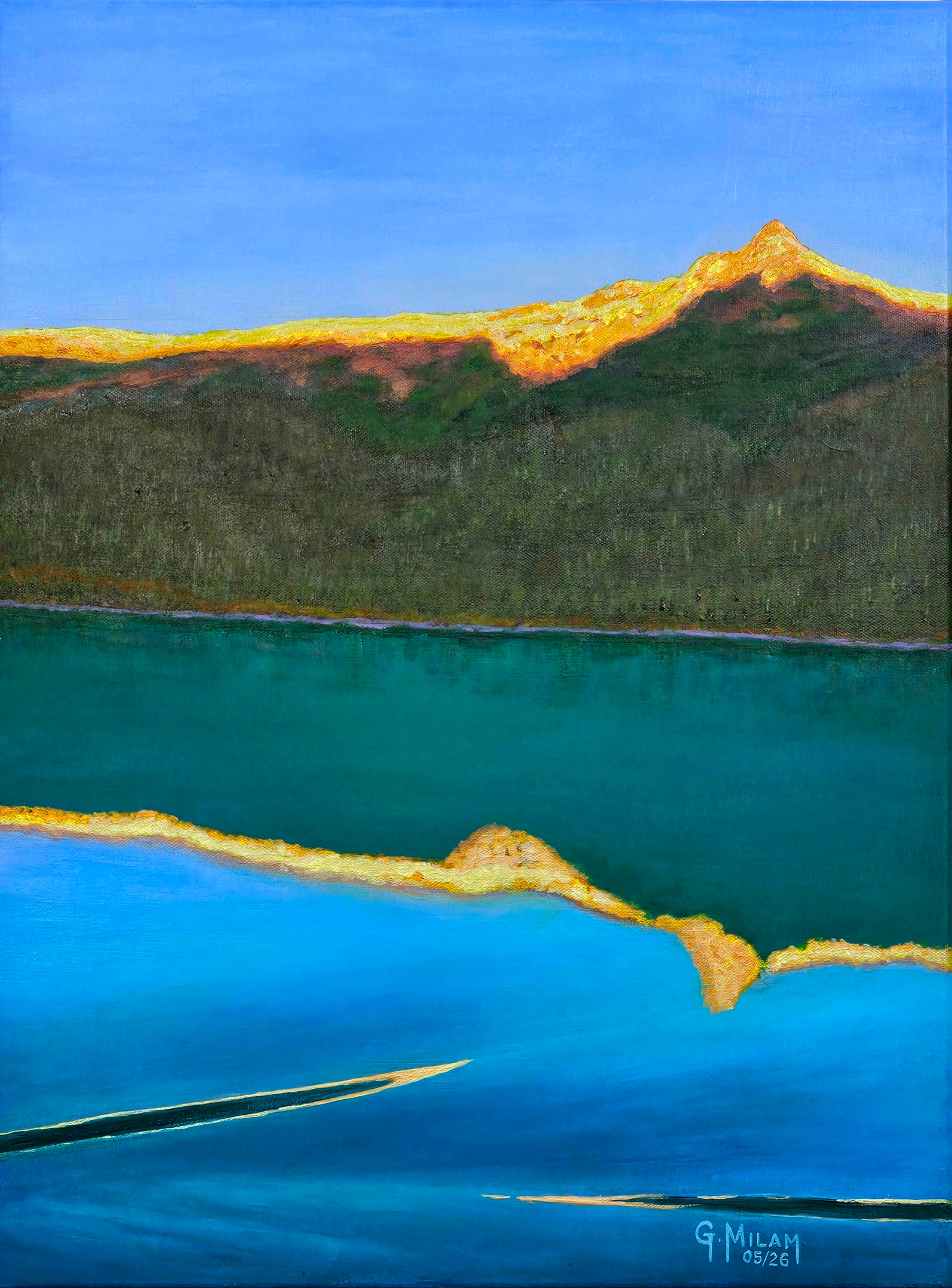 Alaska Gold #3 - Mountain Top Reflection - 18 X 24 -  acrylic on canvas